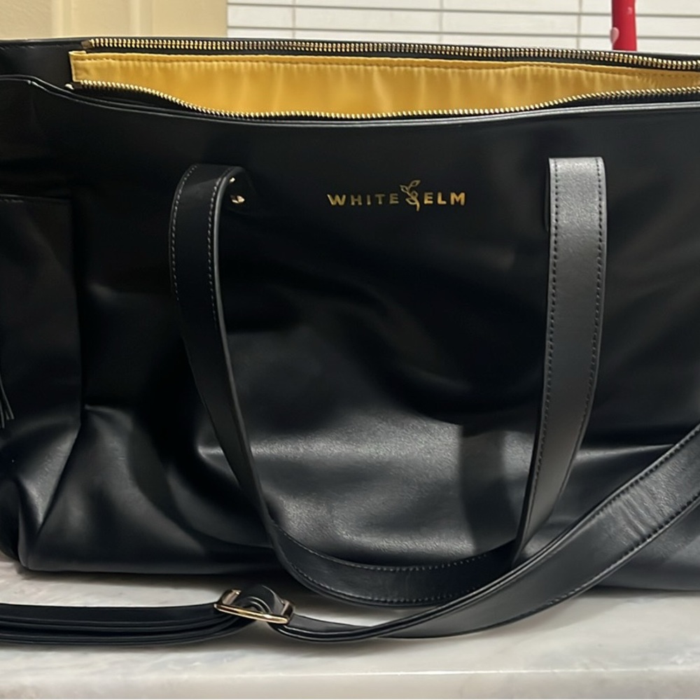 White Elm Black Tote Bag